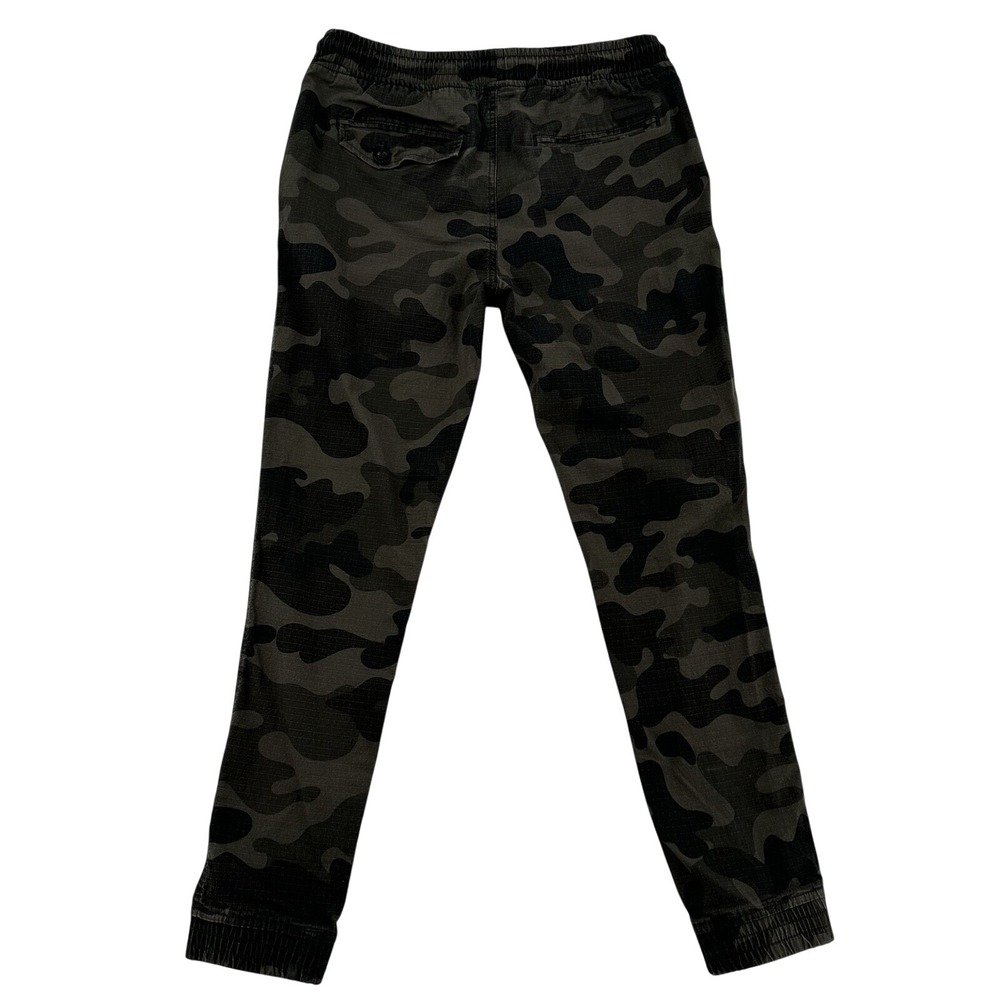 WT02 Mens Size Small Camo Ripstop Jogger Pants Dark Green Brown Gorp Core Grunge
